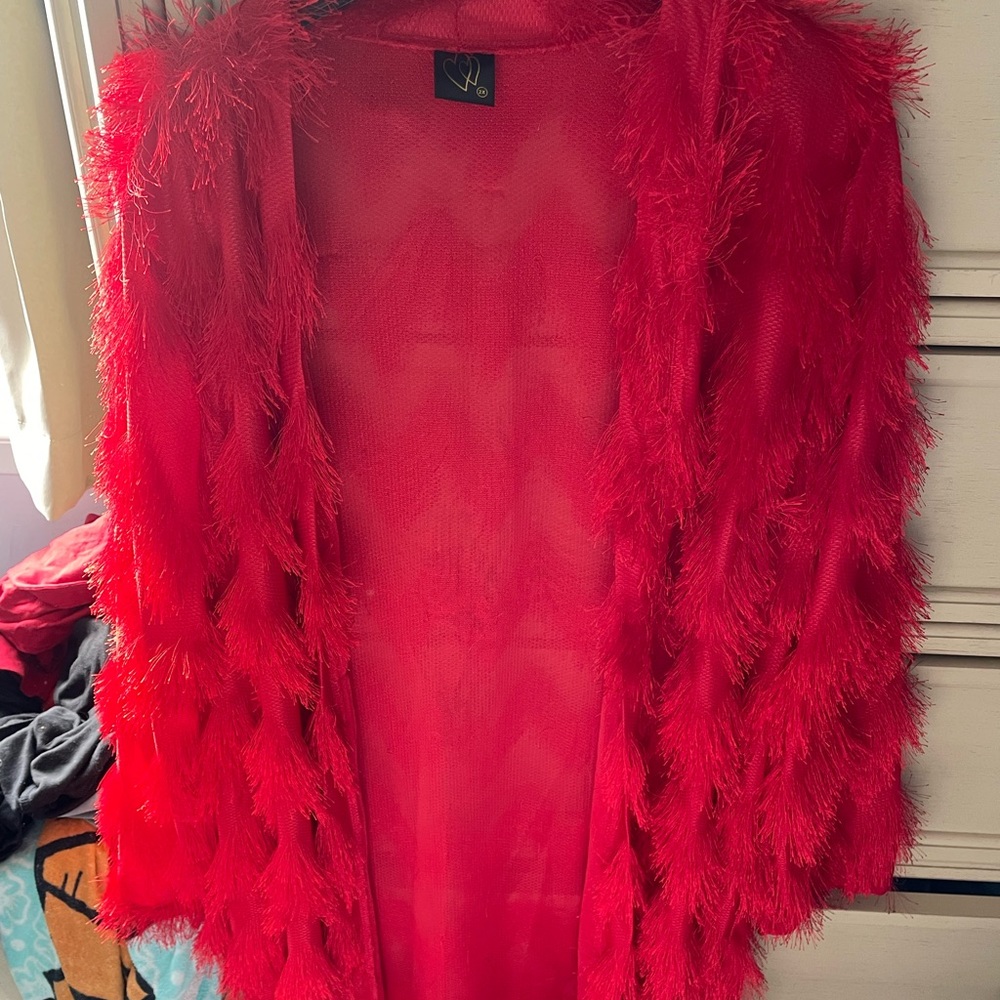 Fuzzy, long cardigan